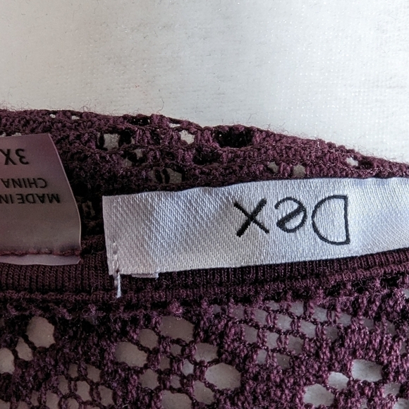 DEX Women's Burgundy   Crochet Knit Top Size 3x - Picture 6 of 10